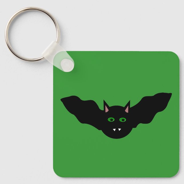 Vampire Cat Faced Bat Halloween Custom Keychain (Front)