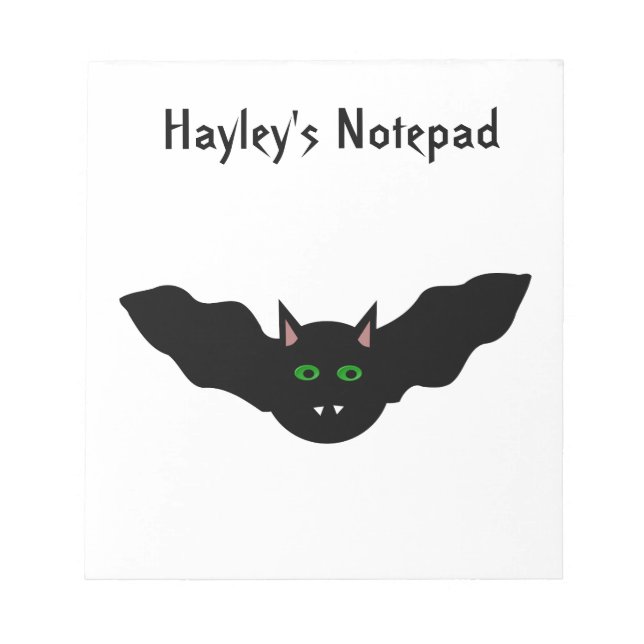 Vampire Cat Faced Bat Halloween Customizable Notep Notepad (Front)
