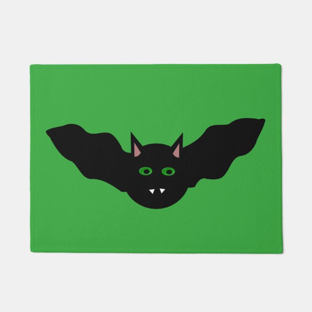Vampire Cat Faced Bat Halloween Doormat (Front)