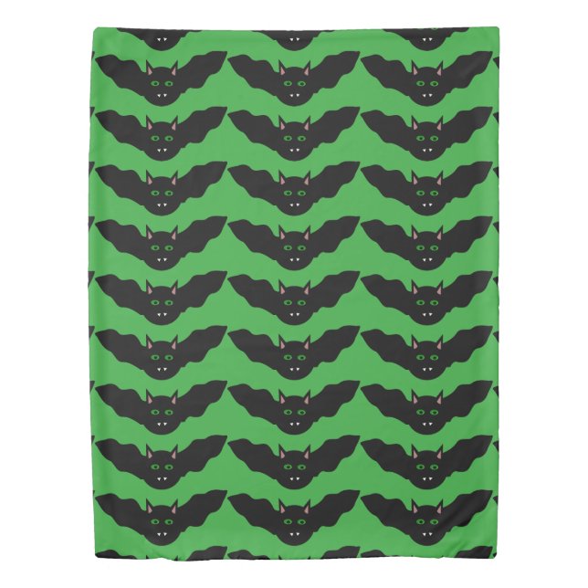 Vampire Cat Faced Bat Halloween Duvet Cover (Front)
