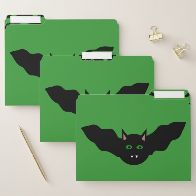 Vampire Cat Faced Bat Halloween File Folder (Set)