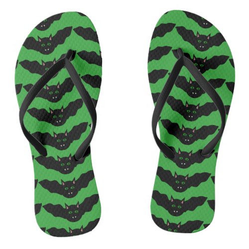 Vampire Cat Faced Bat Halloween Flip Flops