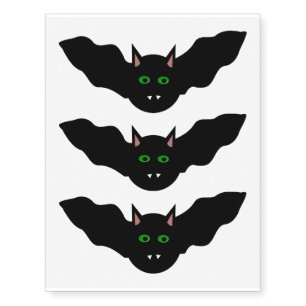 Vampire Cat Faced Bat Halloween Giant Tattoo