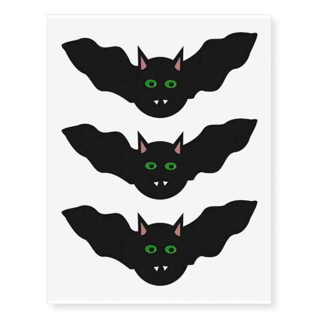 Vampire Cat Faced Bat Halloween Giant Tattoo (Front)