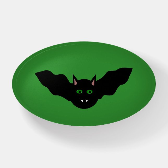 Vampire Cat Faced Bat Halloween Paperweight (Front)