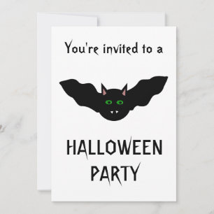 Vampire Cat Faced Bat Halloween Party Customizable Invitation
