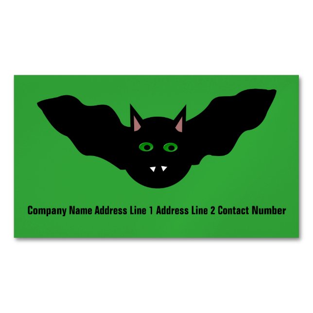 Vampire Cat Faced Bat Halloween Personalized Magnetic Business Card (Front)