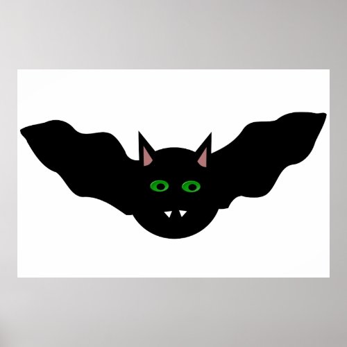 Vampire Cat Faced Bat Halloween Poster