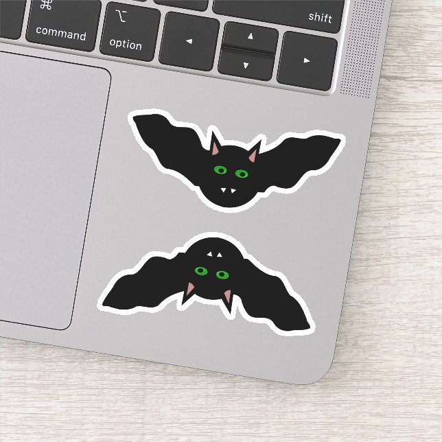 Vampire Cat Faced Bat Halloween Shaped Sticker (Detail)