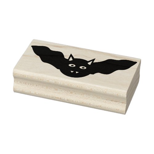 Vampire Cat Faced Bat Halloween Wood Art Stamp