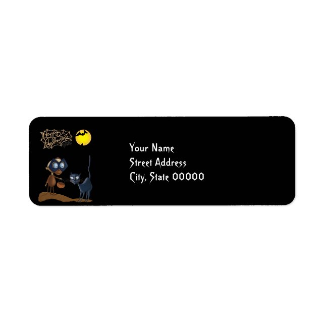 Vampire & cat Halloween Address label (Front)