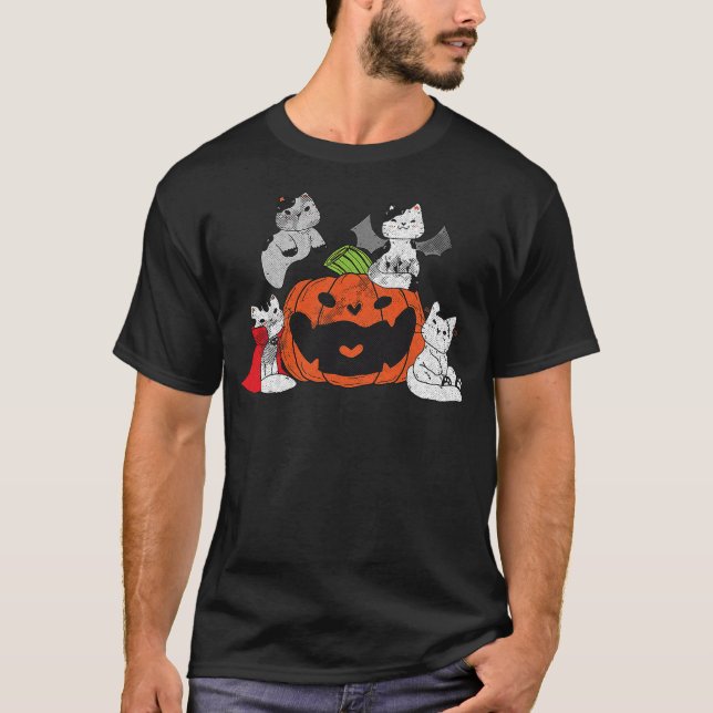 Vampire Cat Lazy Halloween Costume Cute Kitten Gho T-Shirt (Front)