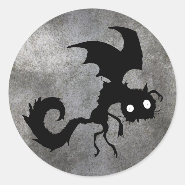 Vampire Cat Silhouette Classic Round Sticker (Front)