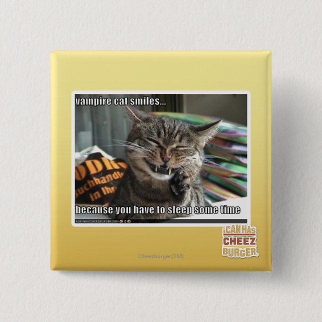 vampire cat smiles button (Front)