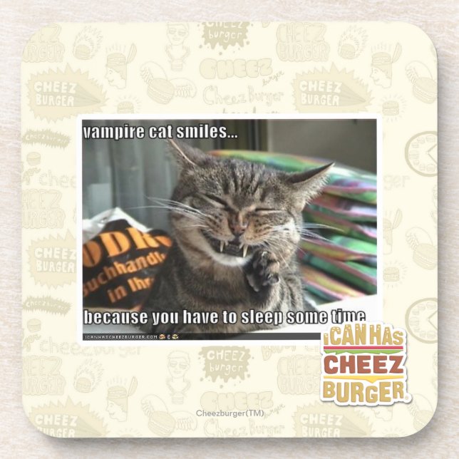 vampire cat smiles drink coaster (Front)