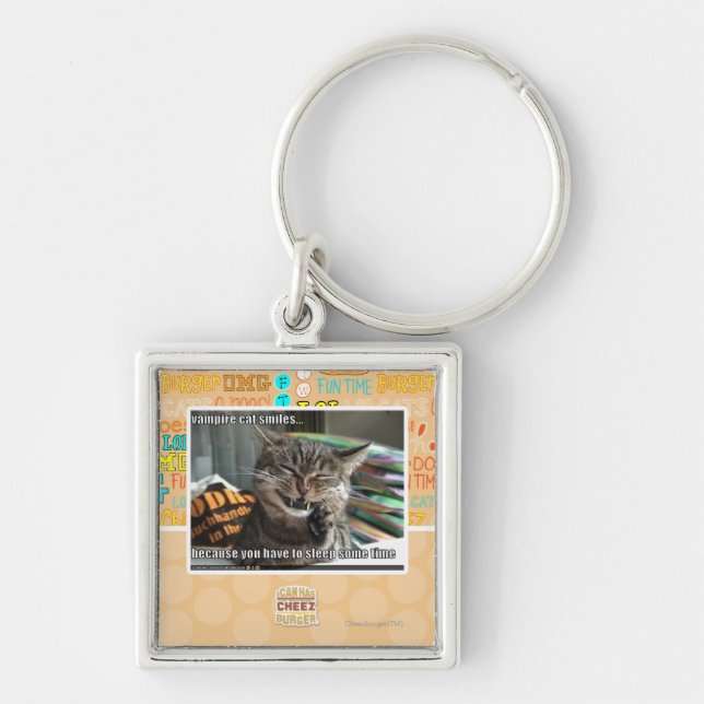 vampire cat smiles keychain (Front)