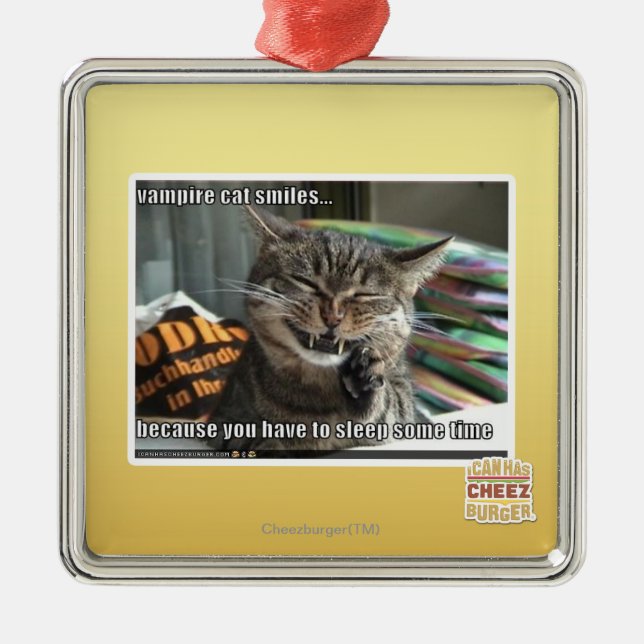 vampire cat smiles metal ornament (Front)