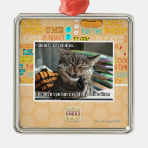 vampire cat smiles metal ornament