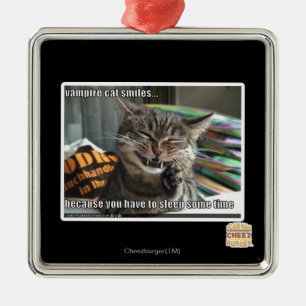 vampire cat smiles metal ornament