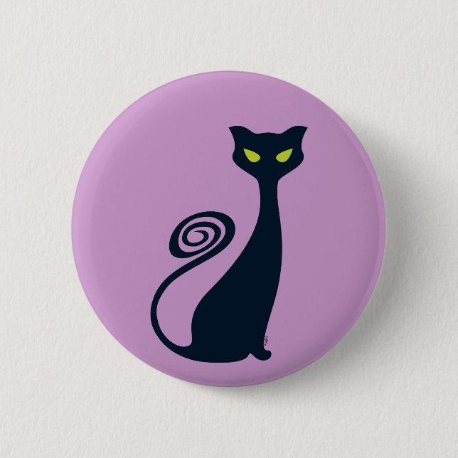 Vampire Cat With Green Eyes Pinback Button (Front)