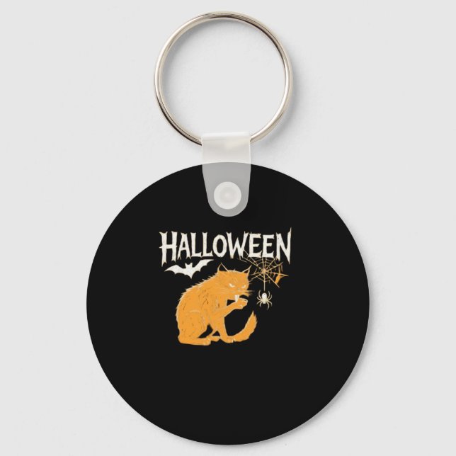 Vampire Cat's Halloween Classic T-Shirt Keychain (Front)