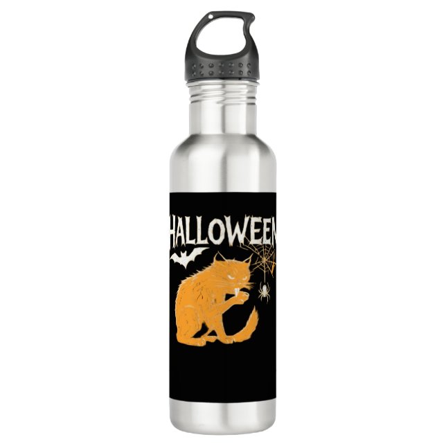 Vampire Cat's Halloween Classic T-Shirt Stainless Steel Water Bottle (Front)