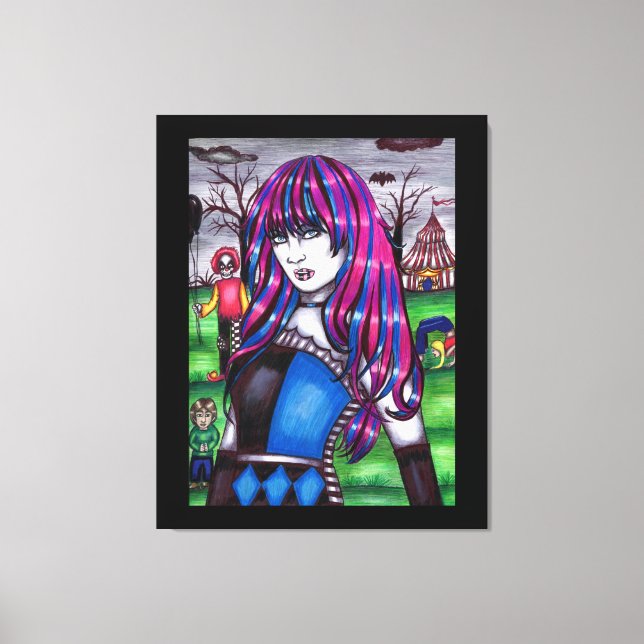 Vampire Circus Freak monsters original drawing Canvas Print (Front)