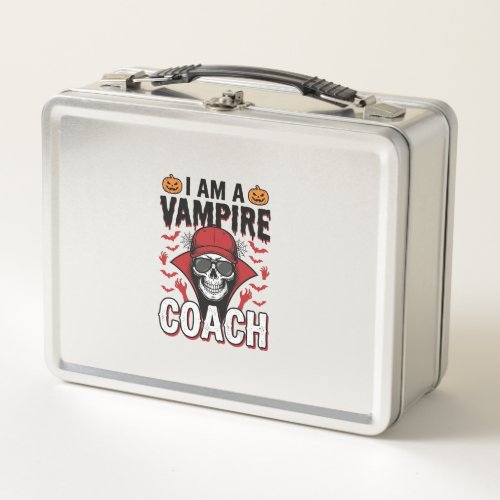 Vampire Coach Halloween Skull Vintage Shirt Design Metal Lunch Box