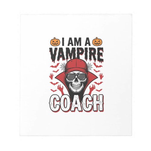 Vampire Coach Halloween Skull Vintage Shirt Design Notepad