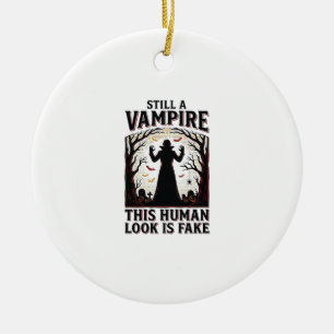 Vampire Costume Shirt Funny Halloween Human Disgui Ceramic Ornament