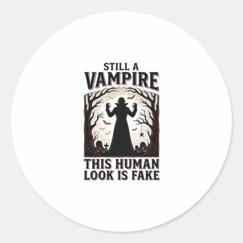 Vampire Costume Shirt Funny Halloween Human Disgui Classic Round Sticker