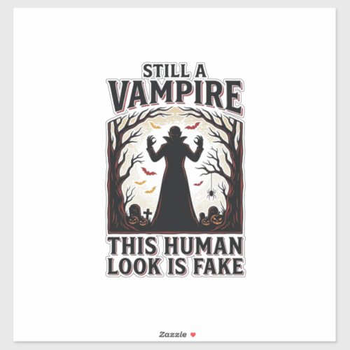 Vampire Costume Shirt Funny Halloween Human Disgui Sticker