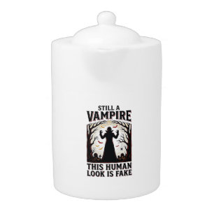 Vampire Costume Shirt Funny Halloween Human Disgui Teapot