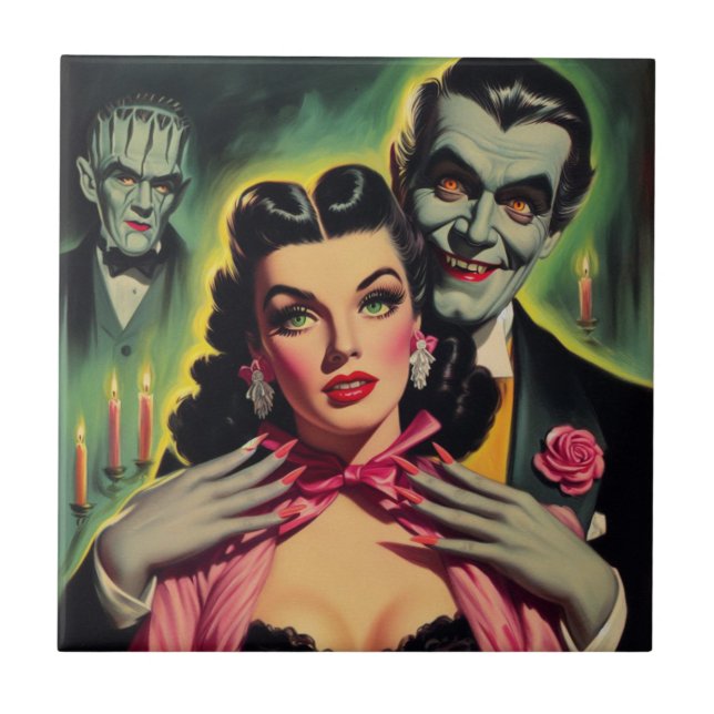 Vampire Couple Ceramic Tile (Front)