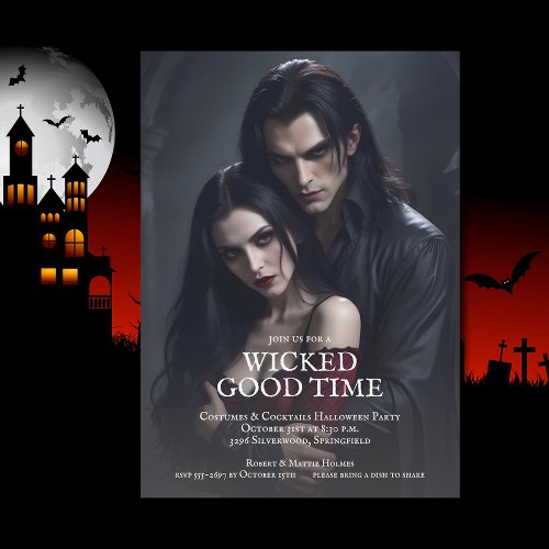 Vampire Couple Halloween Party Invitation