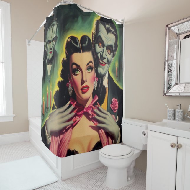 Vampire Couple Shower Curtain (In Situ)