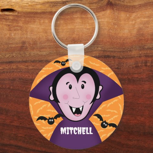 Vampire Dracula Bats Kids Cute Happy Halloween  Keychain