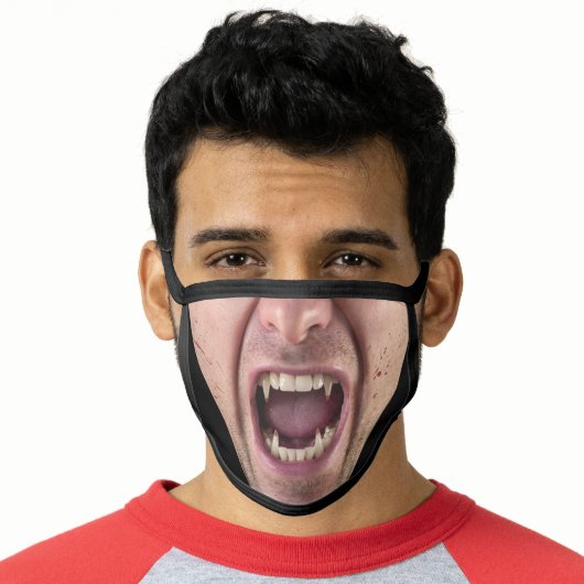 Vampire Dracula Fangs Sharp Teeth Scary Face Mask (Worn Him)