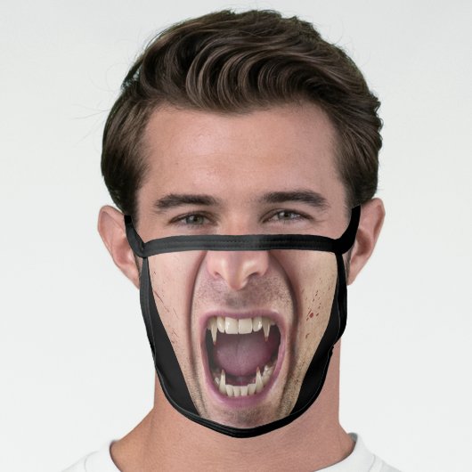 Vampire Dracula Fangs Sharp Teeth Scary Face Mask (Worn Him)