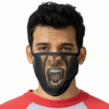 Vampire Dracula Fangs Sharp Teeth Scary Face Mask by BCMonogramMe at Zazzle