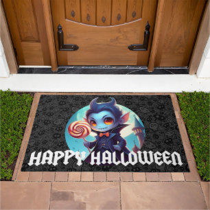Vampire Eating Candy Happy Halloween Doormat