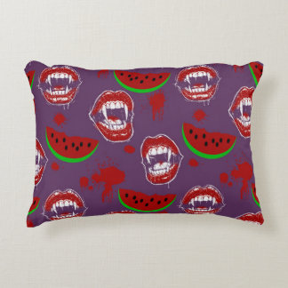 Vampire Eating Watermelon Halloween in July Purple Accent Pillow