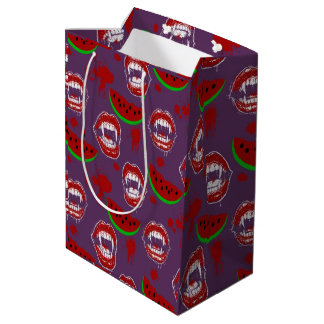 Vampire Eating Watermelon Halloween in July Purple Medium Gift Bag