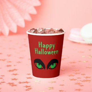 Vampire Eyes Happy Halloween Red Drinking Cup