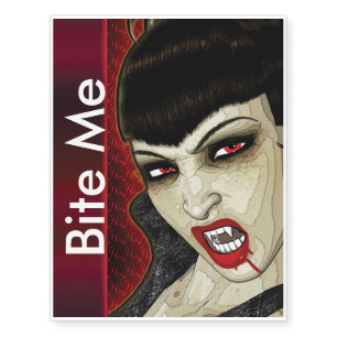 Vampire face bite me blood temporary tattoos