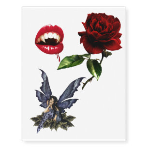 Vampire Fairy Rose Temporary Tattoos