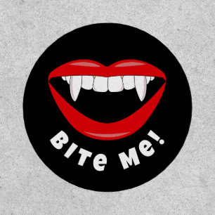 Vampire Fangs Bite Me Funny Horror Patch