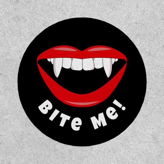 Vampire Fangs Bite Me Funny Horror Patch (Front)