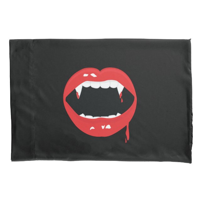 Vampire Fangs & Blood Custom Gothic Pillow Case (Front)