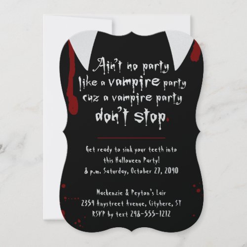 Vampire Fangs Glam Halloween Party Invitation